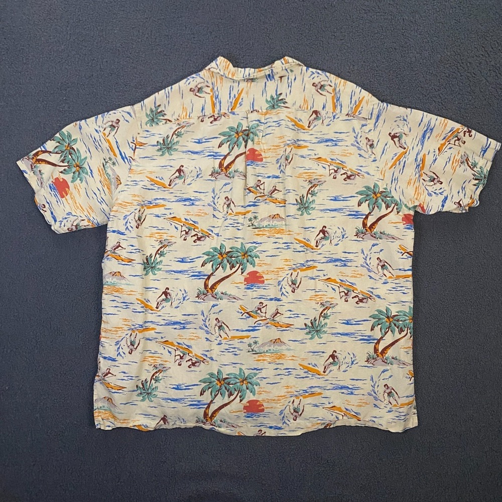 Polo Sport Ralph Lauren Shirt Mens 2XL Hawaiian Linen Silk Camp Loop Collar Surf - Picture 7 of 10